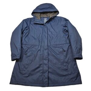 LL Bean Winter Warmer Jacket Womens 1X Plus Blue Insulated Parka Hooded